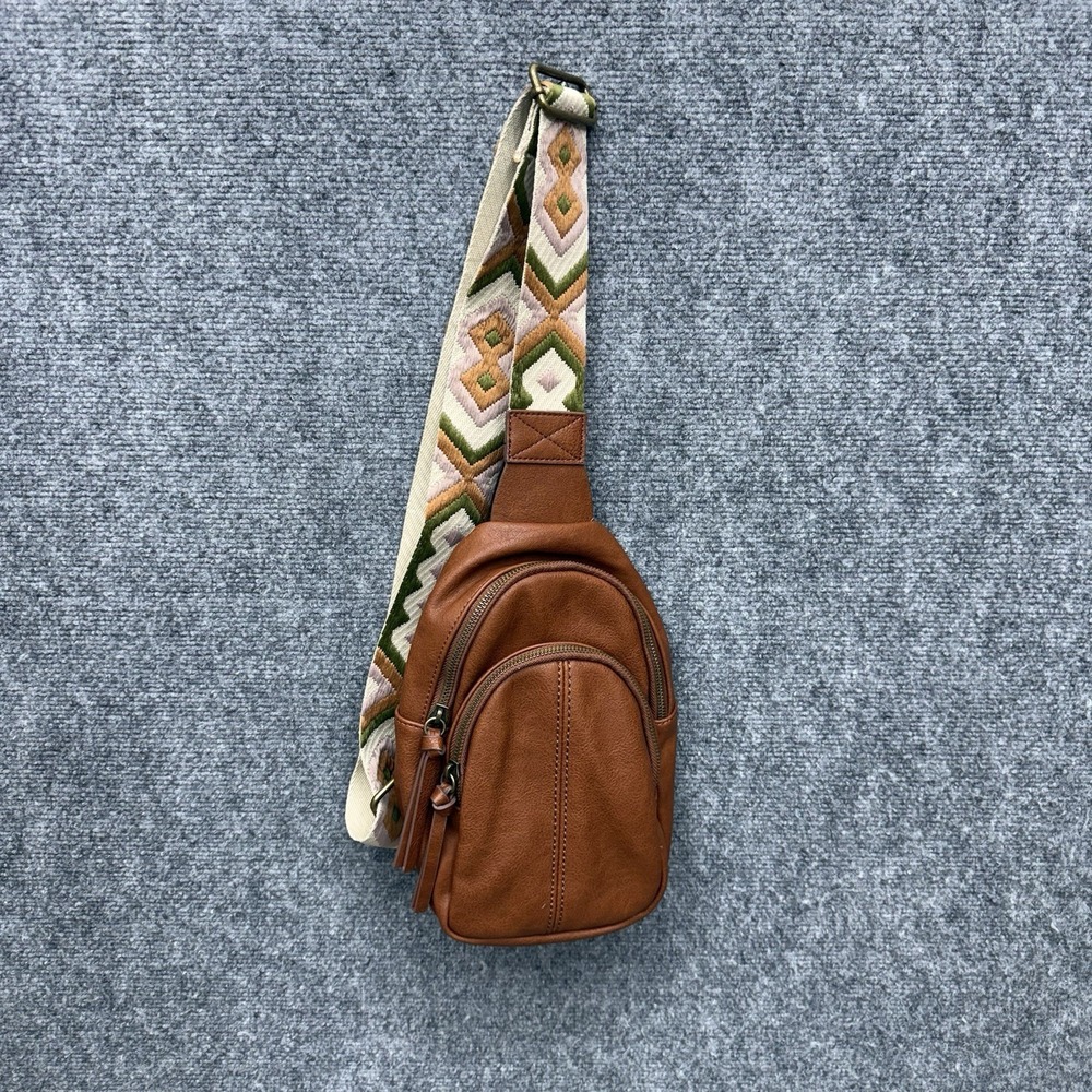 Sonoma shoulder sling bag brown Zip adjustable geometric strap crossover